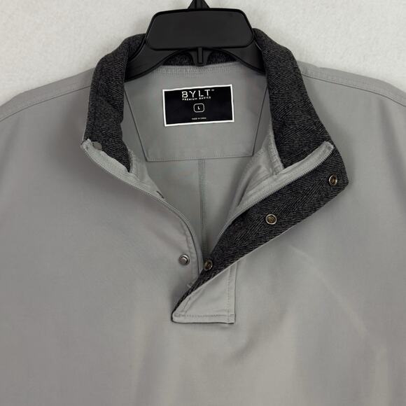 Bylt Basics Men's Elite Fairway Pullover Sweatshirt Large Gray Magnetic Snaps - Picture 8 of 13